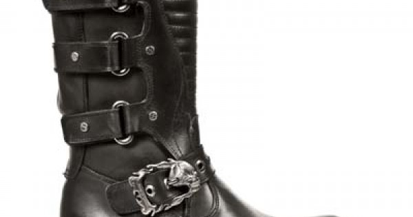 New Rock - M.7604-S1 - Black Leather Biker Boots